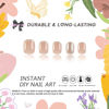 Picture of French Tip Press on Nails Glitter Petite Short Square Fake Nails Pink Nude Glossy Design Sparkly False Nails Glue on Nails with Full Cover Acrylic Stick on Nails for Women Girls Nail Decorations 24Pcs