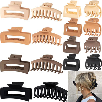 Picture of 16 Pack 4.4" Large Hair Clips,Claw Clips,Hair Clips for Women & Girls,4 Styles 4 Colors Internal tooth design Strong Hold Matte Claw Hair Clips for Women Thick Hair & Thin Hair, 90's Vintage Hair Clip