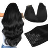 Picture of DOORES Clip in Hair Extensions Real Human Hair Invisible Edge, Jet Black 130g 7pcs 16 Inch Clip in Virgin Hair Extensions, Natural Straight Hair Clip in Hair Extensions for Women