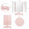 Picture of deweisn Trifold Lighted Vanity Makeup Mirror with 21 LED Lights,1x/2x/3x Magnification and Touch Screen Dimming,Two Power Supplies Makeup Mirror, Gift for Women