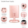Picture of deweisn Trifold Lighted Vanity Makeup Mirror with 21 LED Lights,1x/2x/3x Magnification and Touch Screen Dimming,Two Power Supplies Makeup Mirror, Gift for Women