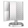Picture of deweisn Trifold Lighted Vanity Makeup Mirror with 21 LED Lights,1/2/3 Magnification and Dimming,Two Power Supplies Makeup Mirror,Gift for Women