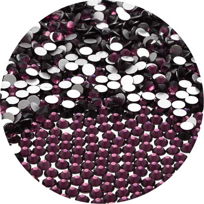 Picture of NCB 2000pcs Flatback Round Glass Nail Art Rhinestones Crystal for DIY Making Accessories Shoes, Clothes, Face Art, Bags, Manicure (Amethyst, SS12 2000pcs)