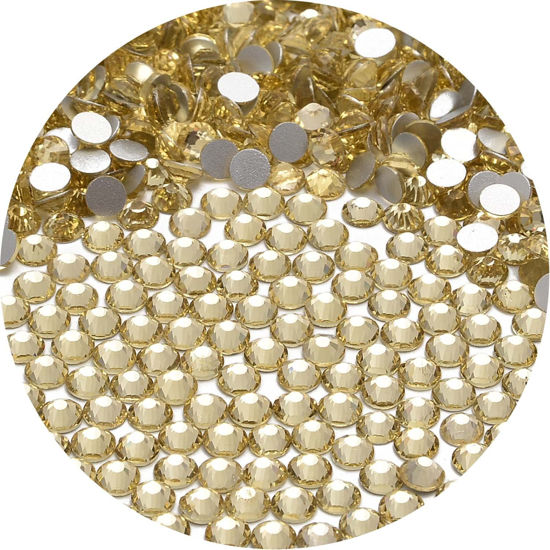 Picture of NCB 1500pcs Flatback Round Glass Nail Art Rhinestones Crystal for DIY Making Accessories Shoes, Clothes, Face Art, Bags, Manicure (Jonquil, SS16 1500pcs)