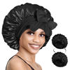 Picture of BONNET QUEEN Silk Bonnet for Sleeping Women Hair Bonnet Double Layer Satin Bonnet Tie Bonnet Sleep Satin Hair Wrap Night Cap for Curly Hair Black
