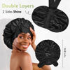 Picture of BONNET QUEEN Silk Bonnet for Sleeping Women Hair Bonnet Double Layer Satin Bonnet Tie Bonnet Sleep Satin Hair Wrap Night Cap for Curly Hair Black