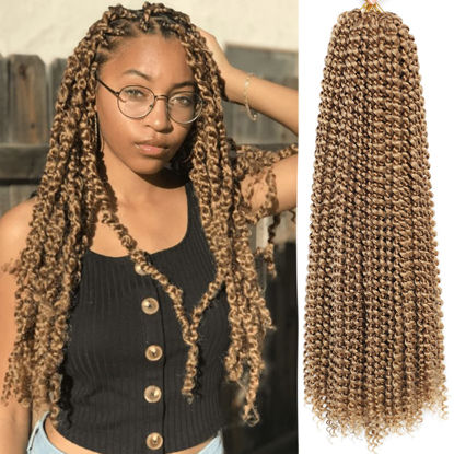 Picture of Passion Twist Hair Blonde 24 Inch 8 Packs Water Wave Crochet Hair For Women Curly Braiding Hair Long Spring Twist Hair Synthetic Hair Extension (24 Inch (Pack of 8), 27#)