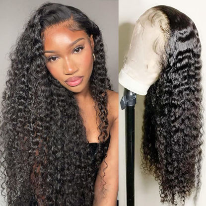 Picture of Foreverlove Deep Wave Human Hair Wigs 13×4 Lace Front Wigs Human Hair 9A 100% Brazilian Virgin Curly Hair Wig for Black Women(10 Inch,Deep Wave)
