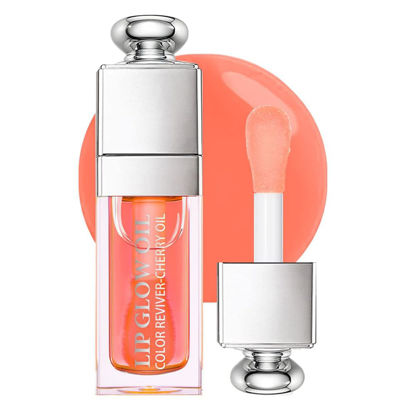 Picture of Hydrating Lip Glow Oil, Moisturizing Lip Glow Oil, Nourishing Glossy Transparent Lip Oil, Plumping Lip Oil, Lip Balm, Non-sticky Tinted Toot Lip Balm for Lip Care (PINK)0.2 OZ