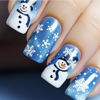 Picture of Christmas Press on Nails Medium Square Fake Nails with Cute Xmas Snowflake & Snowman Designs Winter Blue Glossy False Nails Full Cover Acrylic Nails Stick on Nails for Women Xmas Nails Decor 24 Pcs