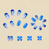 Picture of Christmas Press on Nails Medium Square Fake Nails with Cute Xmas Snowflake & Snowman Designs Winter Blue Glossy False Nails Full Cover Acrylic Nails Stick on Nails for Women Xmas Nails Decor 24 Pcs