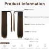 Picture of SEIKEA 28 Inch Clip in Ponytail Extension Wrap Around Long Straight Pony Tail Hair Synthetic Hairpiece for Women Dark Brown with Copper Highlights
