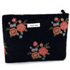 Picture of ZLFSRQ Makeup Bag Travel Cute Black Vintage Flower Floral Cosmetic Bags for Women Large Embroidery Makeup Pouch Zipper Cosmetic Pouch for Purse Aesthetic Makeup Organizer Bag Portable Toiletry Bag