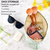Picture of ZLFSRQ Flower Makeup Bag for Women Girls Teens Travel Cute Floral Cosmetic Bags Large Zipper Cosmetic Pouch for Purse Portable Toiletry Bag Aesthetic Embossed Green Makeup Brushes Storage Organizer