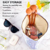 Picture of ZLFSRQ Flower Makeup Bag for Women Girls Teens Travel Cute Floral Cosmetic Bags Large Zipper Cosmetic Pouch Purse Portable Toiletry Bag Aesthetic Embossed Blue Purple Makeup Brushes Storage Organizer