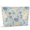 Picture of ZLFSRQ Flower Makeup Bag for Women Girls Travel Cute Floral Cosmetic Bags Large Cosmetic Pouch Purse with Zipper Portable Toiletry Bag Aesthetic Embossed Blue Beige Makeup Brushes Storage Organizer