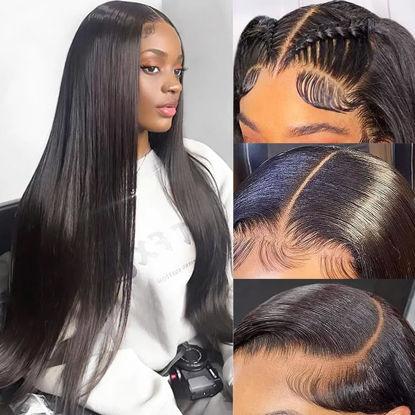 Picture of 36 Inch Straight Lace Front Wigs Human Hair Pre Plucked 13x6 HD Transparent Human Hair Lace Front Wigs for Women 200% Density Straight Wigs Human Hair Straight Frontal Wigs Human Hair With Baby Hair