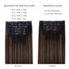Picture of HOTBANANA Clip in Hair Extensions 22 inch 150g 7pcs Dark Brown Mixed Chestnut Brown Clip in Remy Human Hair Extensions Straight Hair Invisi Edge Clip Hair Full Head