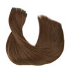 Picture of HOTBANANA Clip in Hair Extensions 18 inch 130g 7pcs Chocolate Brown Clip in Remy Human Hair Extensions Straight Hair Invisi Edge Clip Hair Full Head