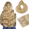 Picture of HOTBANANA Clip in Hair Extensions 20 inch 150g 7pcs Dirty Blonde Highlighted Bleach Blonde Clip in Remy Human Hair Extensions Straight Hair Invisi Edge Clip Hair Full Head