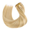 Picture of HOTBANANA Clip in Hair Extensions 20 inch 150g 7pcs Dirty Blonde Highlighted Bleach Blonde Clip in Remy Human Hair Extensions Straight Hair Invisi Edge Clip Hair Full Head