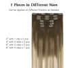 Picture of HOTBANANA Human Hair Clip in Hair Extensions, Ombre Walnut Brown to Ash Brown and Bleach Blonde 120g Clip in Hair Extensions Real Human Hair Straight Remy Hair Clip Ins 22 Inch 7pcs
