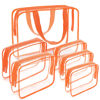 Picture of APREUTY Clear Makeup Bags, TSA Approved 6 Pcs Cosmetic Makeup Bags Set Clear PVC with Zipper Handle Portable Travel Luggage Pouch Airport Airline Vacation Organization (Orange)