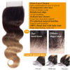 Picture of QTHAIR 10A Ombre Body Wave Human Hair Closure (T1B/4/27 Color,16inch) Brazilian Virgin Human Hair Ombre 3 Tone Body Wave Human Hair 4x4 Lace Closure Free Part Closure Transparent Lace