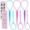 Picture of Schembo Topsy Tail Hair Tool 6pcs Hair Loop Styling Tool Set, 3 Colors Ponytail Hair Pull Through Tool, Two Sizes of Topsy Turvy Hair Tool for Women,Girls and Kids, Hair Flip Tool (pink/purple/blue)