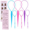 Picture of Schembo Topsy Tail Hair Tool 6pcs Hair Loop Styling Tool Set, 3 Colors Ponytail Hair Pull Through Tool, Two Sizes of Topsy Turvy Hair Tool for Women,Girls and Kids, Hair Flip Tool (pink/purple/blue)