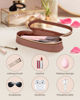 Picture of Soimeat Clear Travel Makeup Brush Holder, Leather Makeup Brush Toiletry Bag, Portable Cosmetic Brush Case, Transparent Waterproof Makeup Brush Storage Bag, Brown