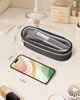 Picture of Soimeat Clear Travel Makeup Brush Holder, Leather Makeup Brush Toiletry Bag, Portable Cosmetic Brush Case, Transparent Waterproof Makeup Brush Storage Bag, Black, Large