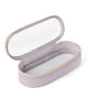 Picture of Soimeat Clear Travel Makeup Brush Holder, Leather Makeup Brush Toiletry Bag, Portable Cosmetic Brush Case, Transparent Waterproof Makeup Brush Storage Bag, Purple