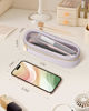 Picture of Soimeat Clear Travel Makeup Brush Holder, Leather Makeup Brush Toiletry Bag, Portable Cosmetic Brush Case, Transparent Waterproof Makeup Brush Storage Bag, Purple