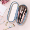 Picture of Soimeat Clear Travel Makeup Brush Holder, Leather Makeup Brush Toiletry Bag, Portable Cosmetic Brush Case, Transparent Waterproof Makeup Brush Storage Bag, Blue