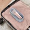 Picture of Soimeat Clear Travel Makeup Brush Holder, Leather Makeup Brush Toiletry Bag, Portable Cosmetic Brush Case, Transparent Waterproof Makeup Brush Storage Bag, Blue