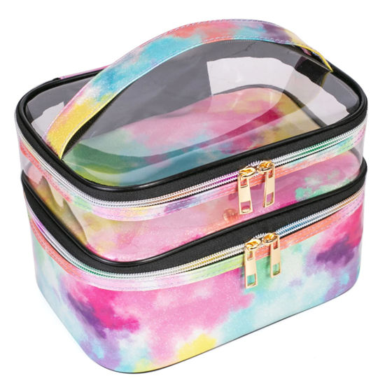 Picture of imerelez Cosmetic Bag Makeup Bag Travel Cosmetic Bags for Women Makeup bags Cases Portable Waterproof Foldable (Tie-Dye)