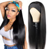 Picture of ISEE 10A Headband Wig Straight Human Hair Wigs for Black Women 180% Density Brazilian Virgin Hair Machine Made Headband Wig Non Lace Front Human Hair Wigs 20 inch
