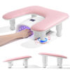 Picture of Big Arm Rest for Nails Tech: 2nd Generation U-Shaped Manicure Nail Arm Rest Stand Height Adjustable Armrest Microfiber PU Leather Hand Rest Pillow for Acrylic Nails (Pink)
