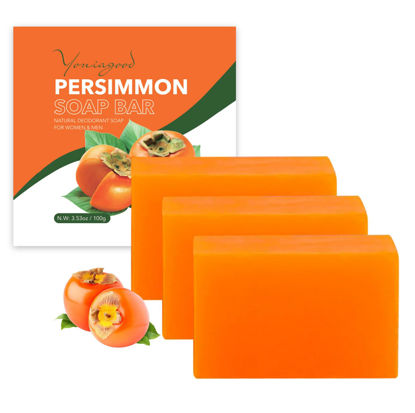 Picture of 3 PCS Persimmon Soap Bar for Body Odor Control, Natural Deodorant Body Bar Soap for Old People Smell, Remove Nonenal Body Odor, Organic Eliminating Body Odor Wash Soap for Women & Men