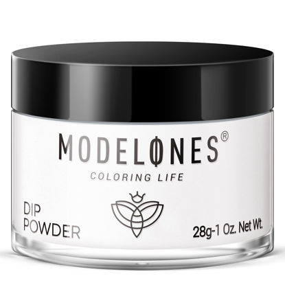 Picture of Modelones Dip Powder White Color, Nail Dipping Powder French Nail Art Powder Pro Collection System for Starter Manicure Salon DIY at Home, Odor-Free, Long-Lasting, No Needed Nail Lamp Cured, 1 Oz