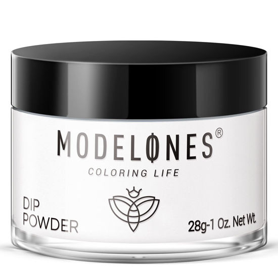 Picture of Modelones Dip Powder White Color, Nail Dipping Powder French Nail Art Powder Pro Collection System for Starter Manicure Salon DIY at Home, Odor-Free, Long-Lasting, No Needed Nail Lamp Cured, 1 Oz