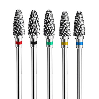 Picture of Fantexy Nail Drill Bits Set for Acrylic Nails,3/32 Inch Professional Tungsten Nail File Bits Nail Art Tools,Manicure Pedicure Shapen Remove Tools, Home Salon Use(5Pieces
