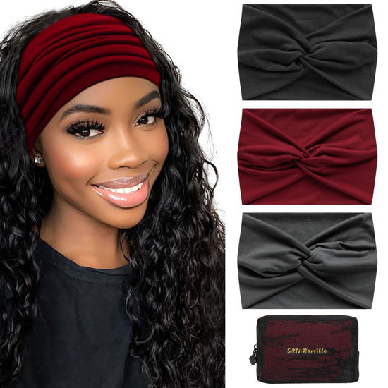 Picture of S&N Remille Wide Boho Headbands for Women Extra Large Turban Headband Hairband Hair Twisted Knot Accessories 3 Pack
