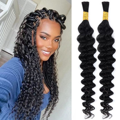 Picture of Selina Human Braiding Hair 2 Bundle Loose Deep Human Hair Bulk Micro Braiding Hair Human Hair Deep Wave Bulk Human Hair For Braiding Natural Black Color (100g Loose Deep, 28inch)