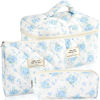 Picture of URSKYTOUS 3Pcs Cotton Quilted Makeup Bag for Women Girls Large Small Travel Floral Cosmetic Bags Set Cute Coquette Zipper Makeup Pouch for Purse Aesthetic Cloth Flower Storage Toiletry Bag Organizer