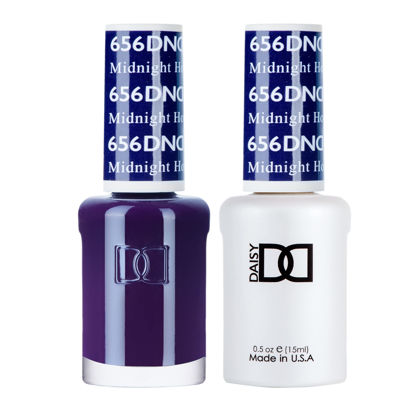 Picture of DND Gel Polish Set, Blue Collection, UV Gel Polish and Air Dry Nail Lacquer, Matching Chip-Free Polish Duo, 656 Midnight Hour, 0.5 Fl Oz