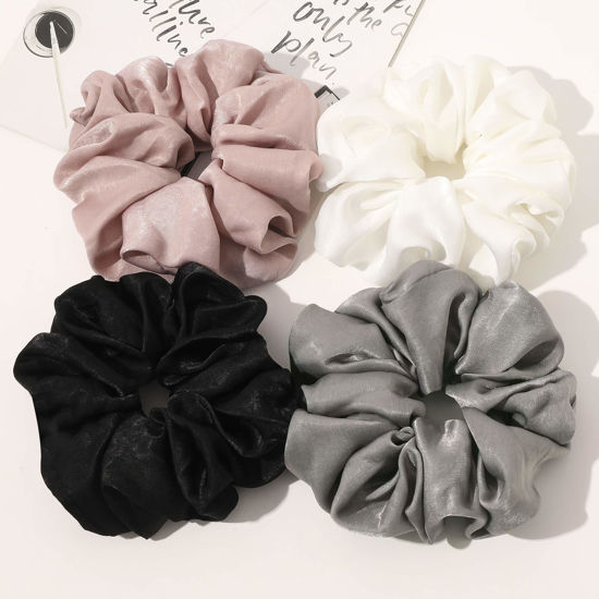 Picture of Scrunchies Hair Ties for Women - Big Silk Satin Scrunchie Exra Large Jumbo Gaint Oversized Cute Scrunchy for Curl Thick Hair Ligas Para el Cabello De Mujer Decorations Hair Accessories Gift for Girls