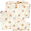 Picture of URSKYTOUS 3Pcs Cotton Quilted Makeup Bag for Women Girls Large Small Travel Floral Cosmetic Bags Set Cute Coquette Zipper Makeup Pouch for Purse Aesthetic Cloth Flower Storage Toiletry Bag Organizer