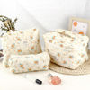 Picture of URSKYTOUS 3Pcs Cotton Quilted Makeup Bag for Women Girls Large Small Travel Floral Cosmetic Bags Set Cute Coquette Zipper Makeup Pouch for Purse Aesthetic Cloth Flower Storage Toiletry Bag Organizer